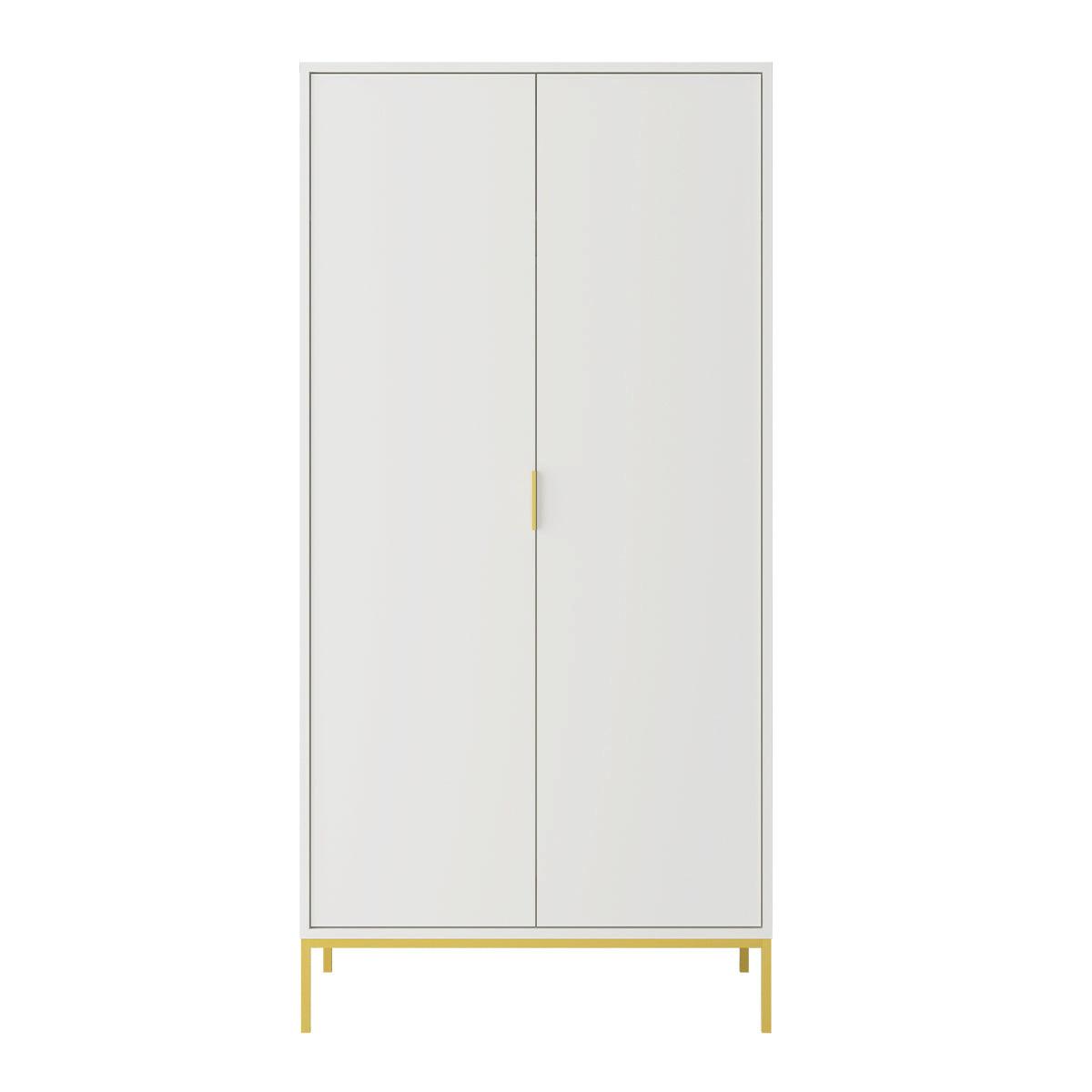 SCHRANK 2 Türen Seattle Weiß - Goldfarben/Weiß, Holzwerkstoff (100/205.4/55cm) - Petits-meubles
