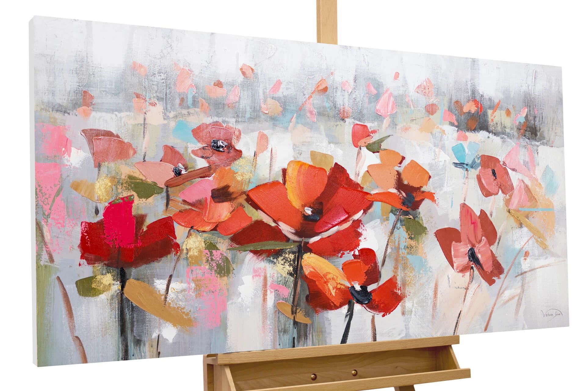 ÖLGEMÄLDE 120/60 cm - Rot/Grau, Holz/Textil (120/60cm) - KUNSTLOFT
