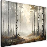 LEINWANDBILD, Bäume Birke Wald Landschaft Landschaft - Weiß, Textil (120/80cm) - Feeby