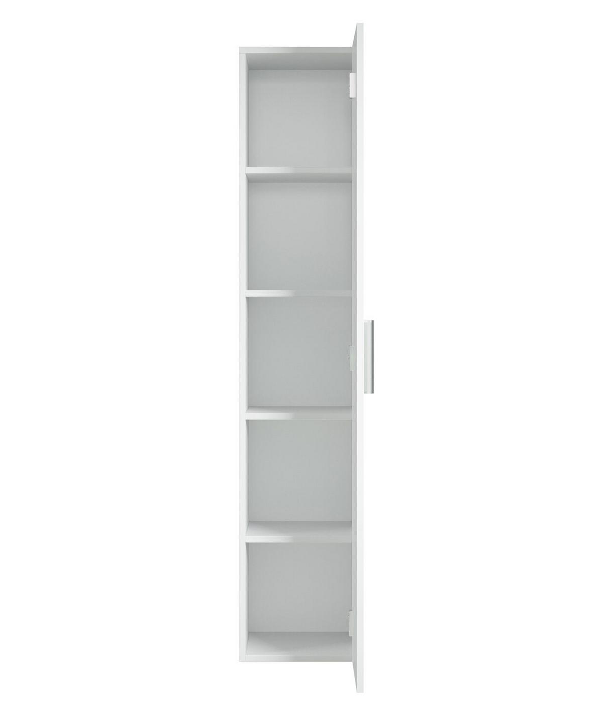 BADEZIMMERSCHRANK Pluto mit 1 Tür Weiß - 30 x 30 x 150 cm - Weiß, Holz (30/150/30cm) - Badplaats
