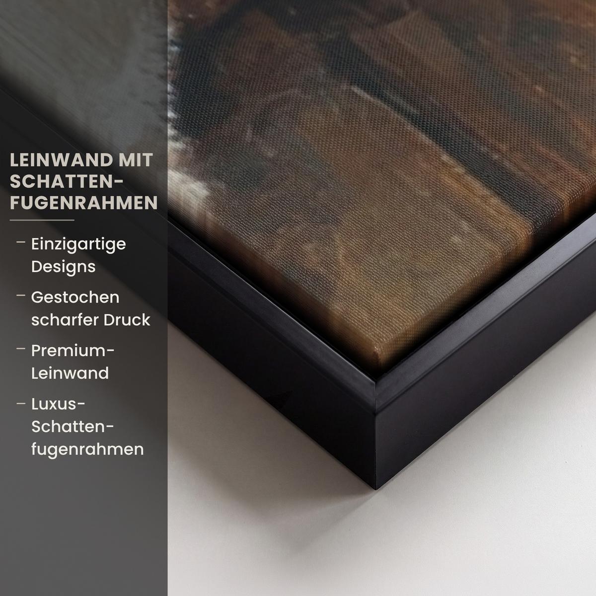 LEINWAND Bilder mit Rahmen - Töpfe - Kräuter - Holz - 90x140 - Terracotta, Textil (90/140cm) - MuchoWow