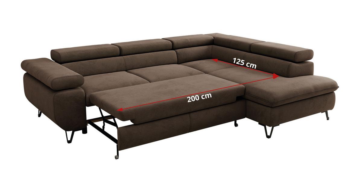 ECKSOFA PABLO L Braun Velvet - Links Seite - Schwarz/Braun, Textil/Metall (208/273cm) - MKS