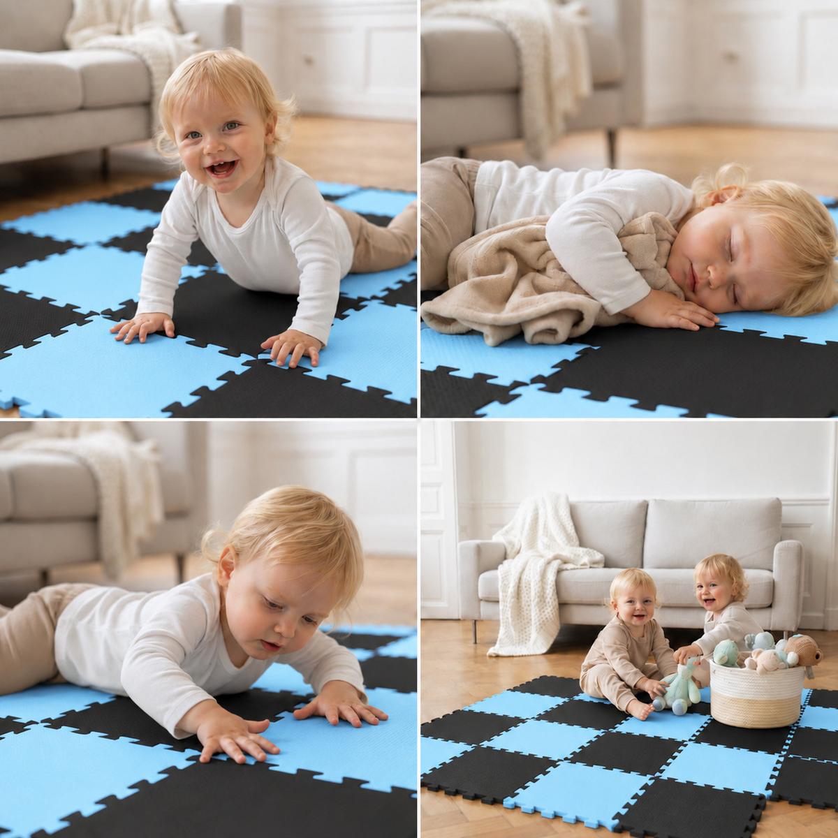SPIELMATTE ab Null - 180/90 cm Puzzlematte Schwarz - Multicolor, Kunststoff (30/30cm) - Littletom