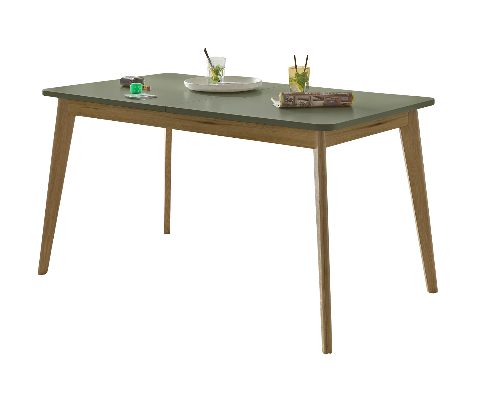 ESSTISCH Salbei, Eiche Evoke, skandinavisch 140 - 180 cm, Küchentisch ausziehbar - Salbeigrün/Eichefarben, Holz/Holzwerkstoff (180/80/75cm) - Furn.Design