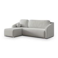 ECKSOFA MARELLO Hellgrau Boucle-Stoff mit Schlaffunktion - Hellgrau, Holz (220/143cm) - MASSENO
