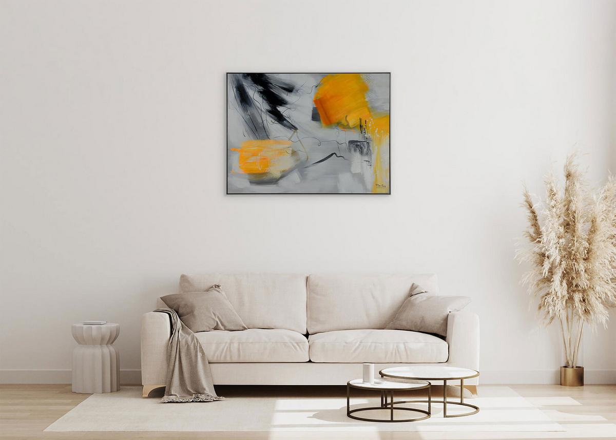 ACRYLBILD HANDGEMALT 102,5/77,5 cm - Orange/Grau, Textil (102.5/77.5cm) - KUNSTLOFT