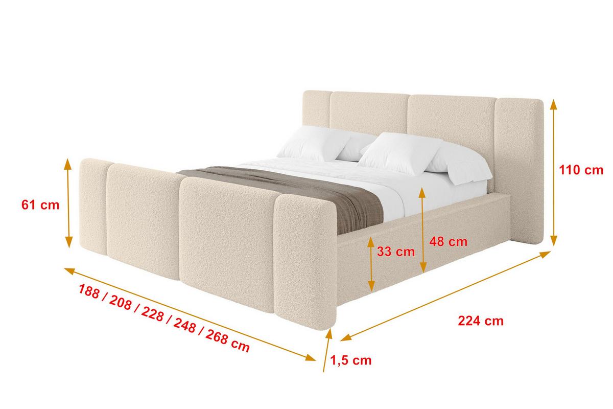 POLSTERBETT mit Bettkasten, Fußteil und Lattenrost, Bett mit Matratze H3/H4 - RIVO-Z 180x200 Dunkelbeige - Cappuccino, Holzwerkstoff/Textil (180/200cm) - ALTDECOR
