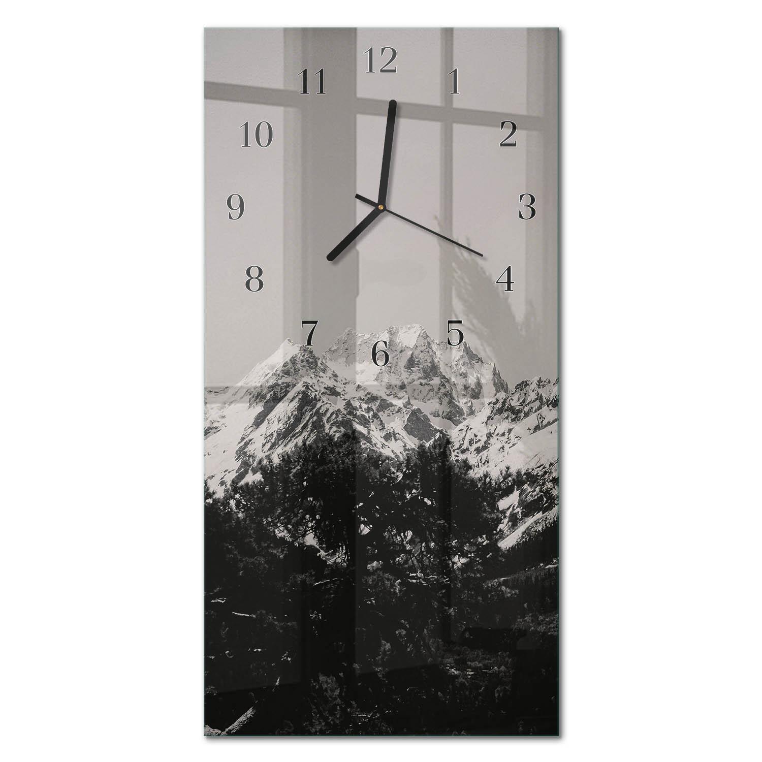 WANDUHR aus Glas 30x60 cm - Gebirge - Grau, Glas (30/60/0.4cm) - TULUP