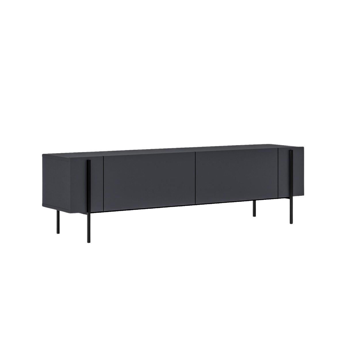 TV-MÖBEL mit 2 klappbaren Türen und Metallfüßen 31,4/160/45,6 cm - Anthrazit, Holzwerkstoff (31.4/45.6/36cm) - Calicosy