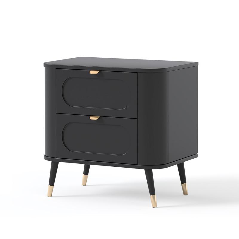 NACHTSCHRANK NOIR 60/40/61 cm Schwarz - Goldfarben/Schwarz, Holzwerkstoff/Metall (60/61/40cm) - Idohome
