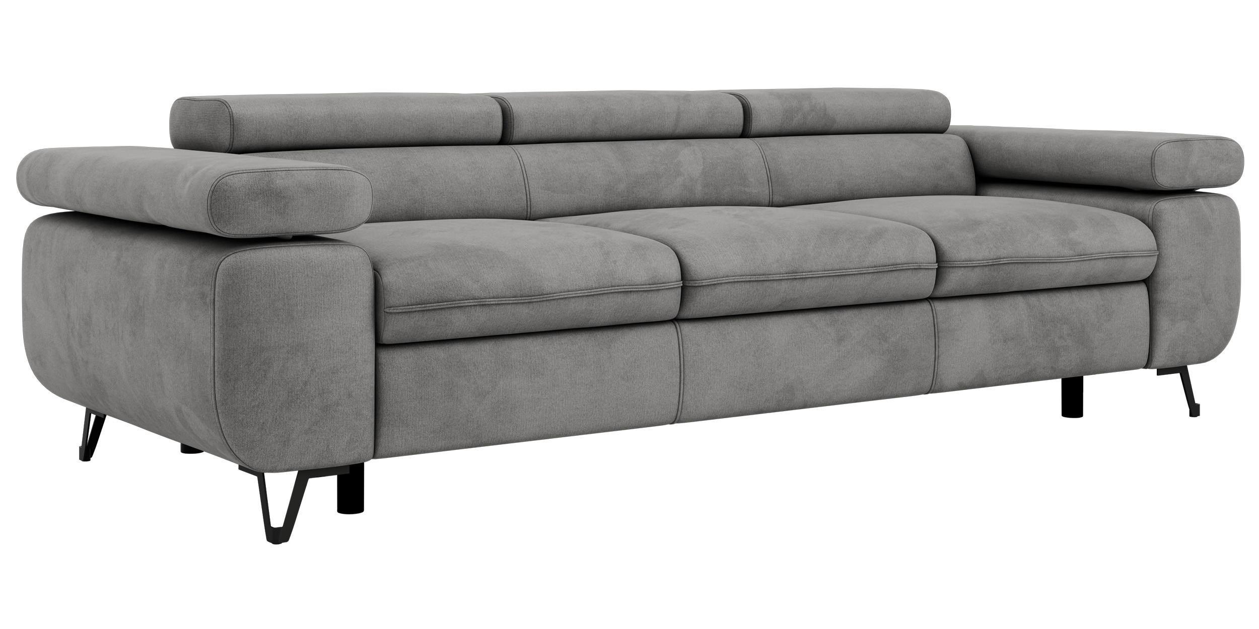 3-SITZER SOFA PETER - Hellgrau Velvet - Silberfarben/Hellgrau, Textil/Metall (262/76/99cm) - MKS