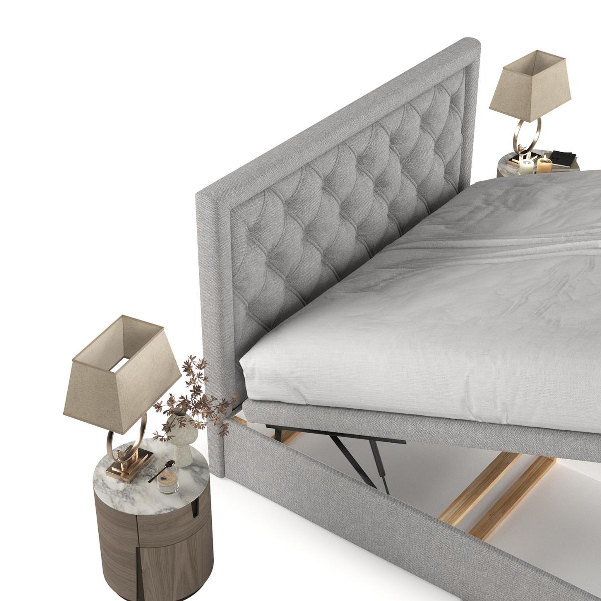 POLSTERBETT Nicobar mit Stauraum 200/200 cm Grau im Megan Stoff - Schwarz/Grau, Holz/Holzwerkstoff (200/200cm) - AltaBeds