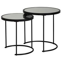 BEISTELLTISCH Set – Schwarz Glasplatte modern 50x50x50 cm 42x45x42 cm - Schwarz, Glas/Metall (50/50/50cm) - KADIMA DESIGN