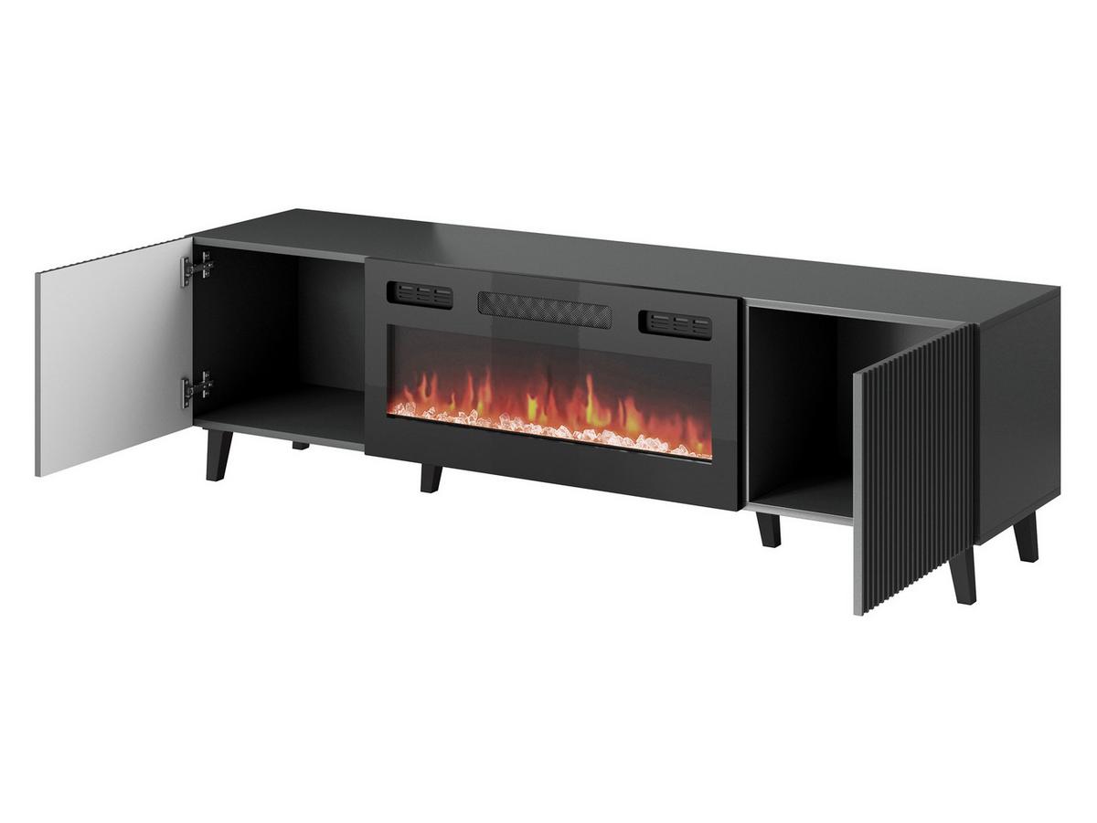 TV-ELEMENT Vamos Grey 180 mit Kamin - Anthrazit/Schwarz, Holzwerkstoff/Kunststoff (181/50/42cm) - MIRJAN24