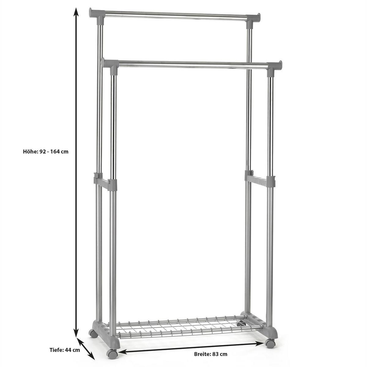 GARDEROBENWAGEN GROSSO chrom - Chromfarben, Metall (83/164/44cm) - IDIMEX