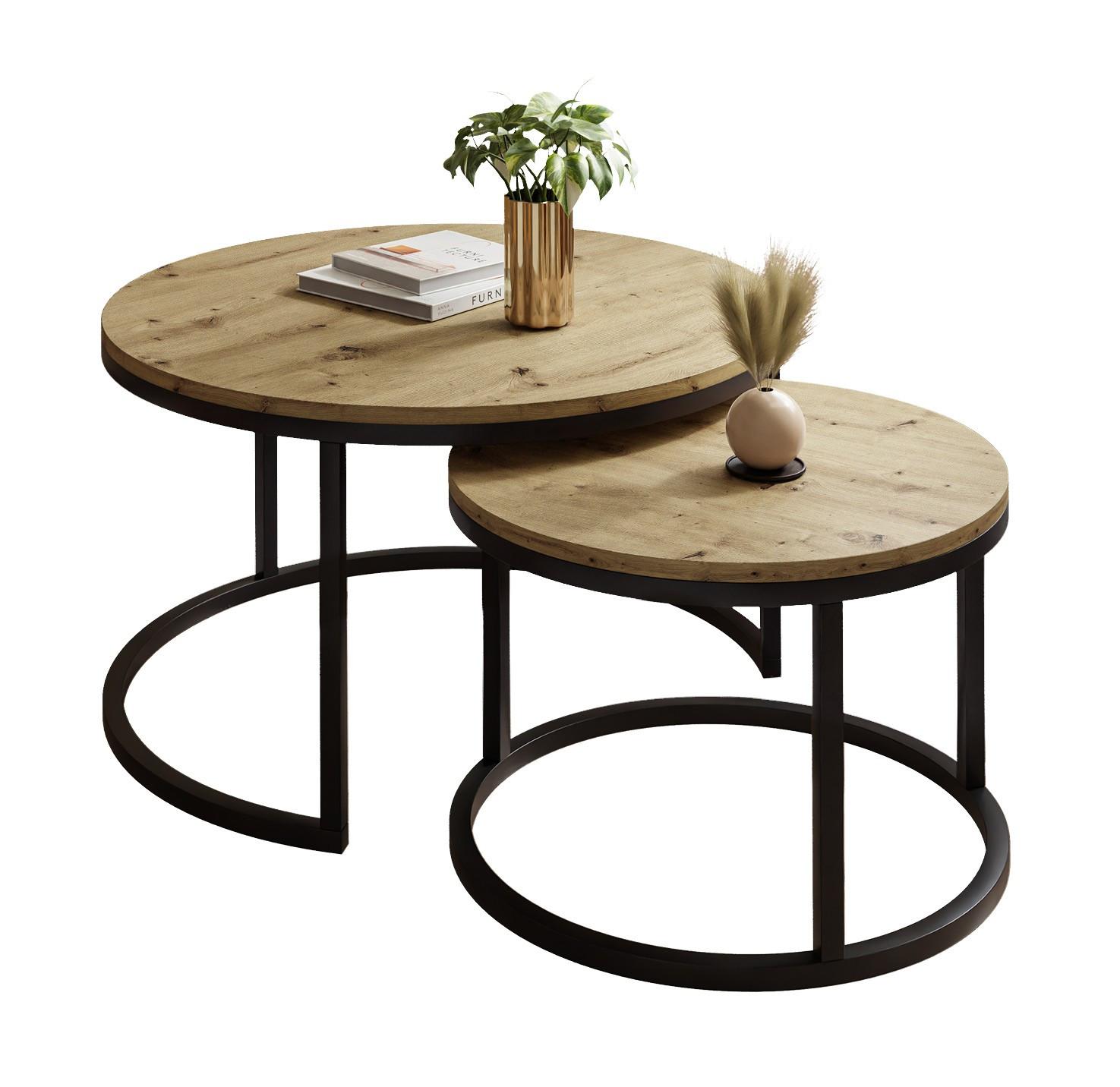 COUCHTISCH CIRI 2-in-1 Eichenholz Artisan - Schwarz, Holzwerkstoff (80/80/48cm) - Lookway
