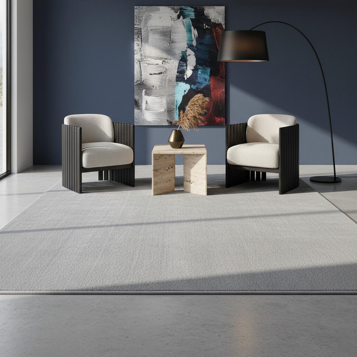 TEPPICH Kurzflor Waschbar LECH in Silber, einfarbig, 80 x 150 cm - Silberfarben, Textil (150/80cm) - KADIMA DESIGN