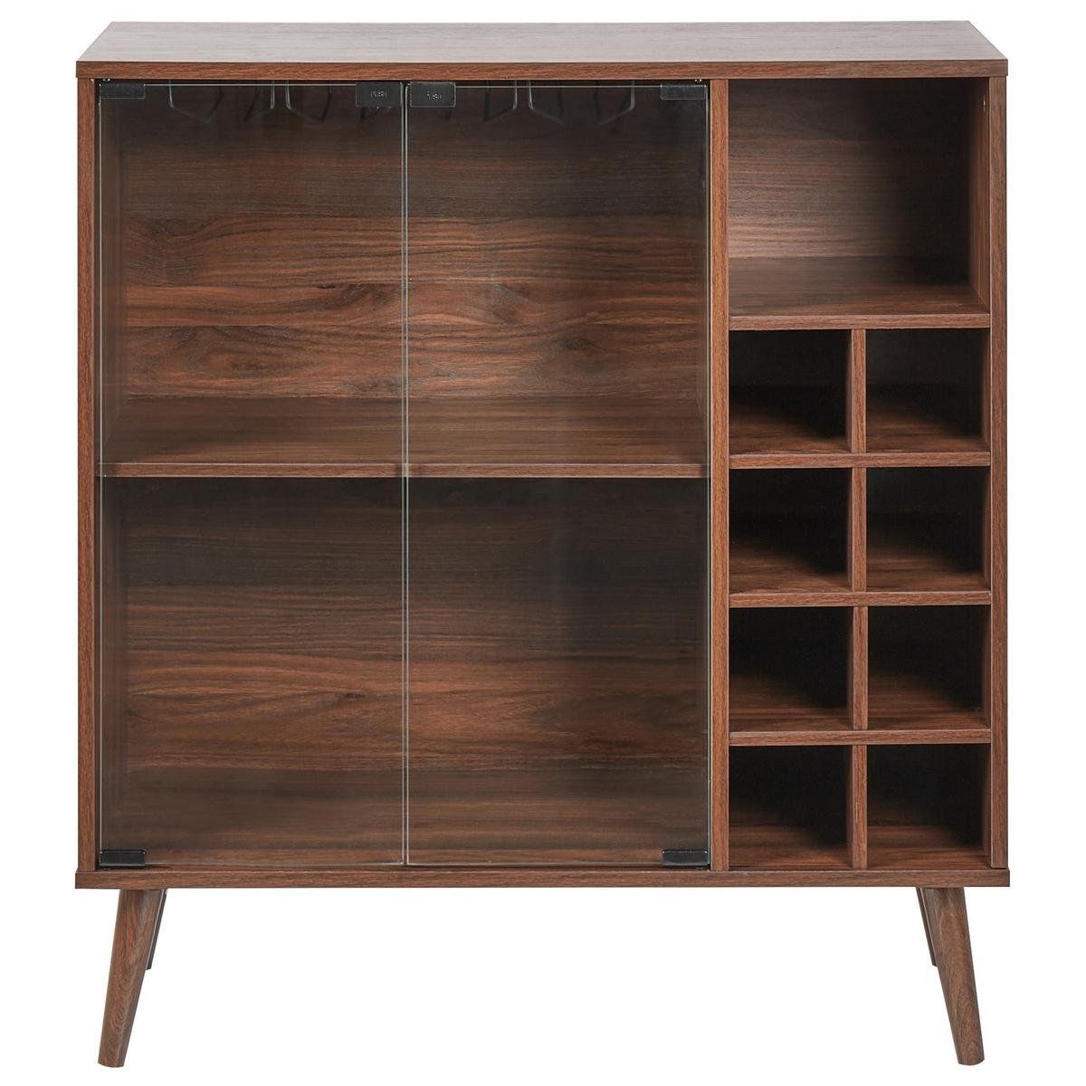 WEINREGAL Dunkelbraun Tullamore - Braun, Holzwerkstoff (84/91/39cm) - Beliani