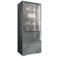 VITRINE Granada Grau Hochglanz - Grau, Holzwerkstoff (50/122.5/34.5cm) - Vladon