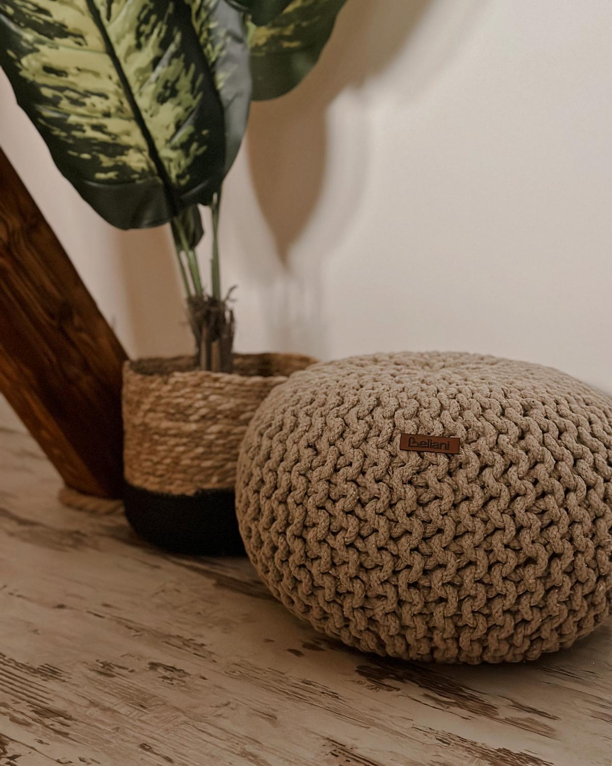 POUF Conrad 40/40/25 cm - Beige, Naturmaterialen/Textil (40/25/40cm) - Beliani