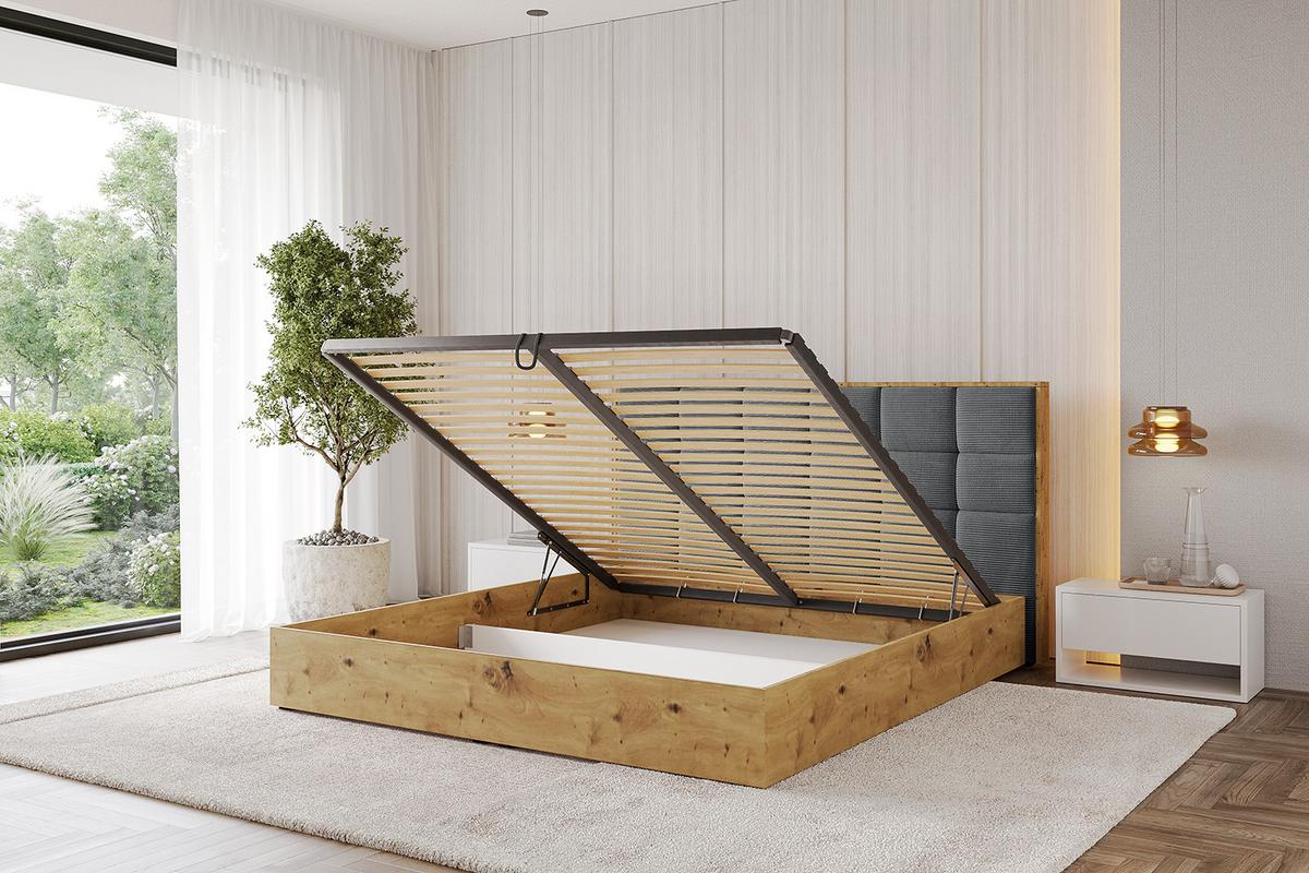 POLSTERBETT mit Bettkasten und Lattenrost, Bett mit Matratze H3/H4 - ENZO2 180x200 Dunkelgrau - Anthrazit, Holzwerkstoff/Textil (180/200cm) - ALTDECOR