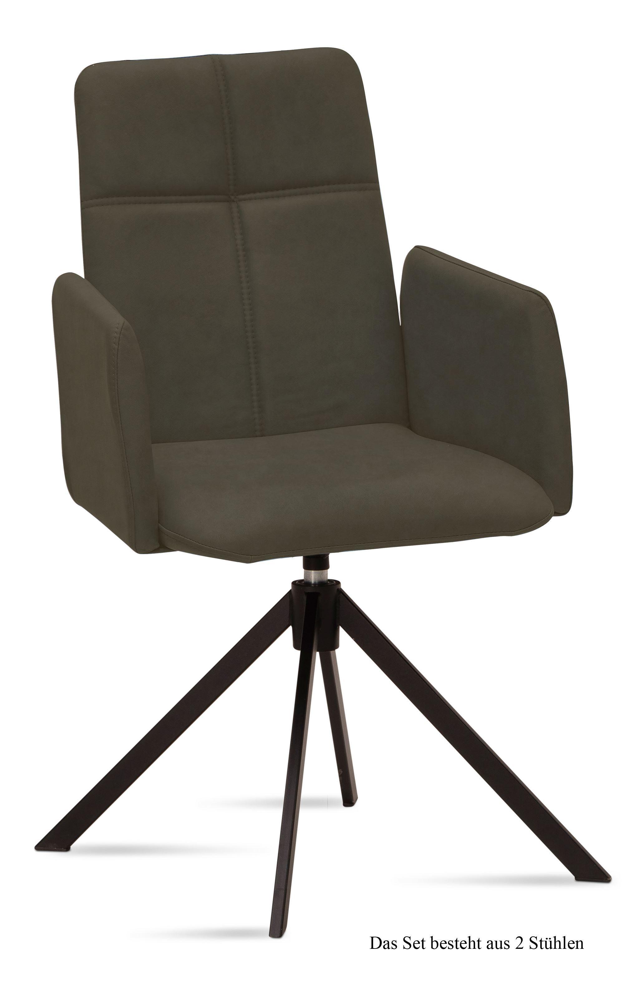 ARMLEHNSTUHL drehbar (2er-Set) Debera 52x92x60 Schwarz/Khaki - Dunkelgrün/Schwarz, Kunststoff (60/92/52cm) - 58aufmkessel