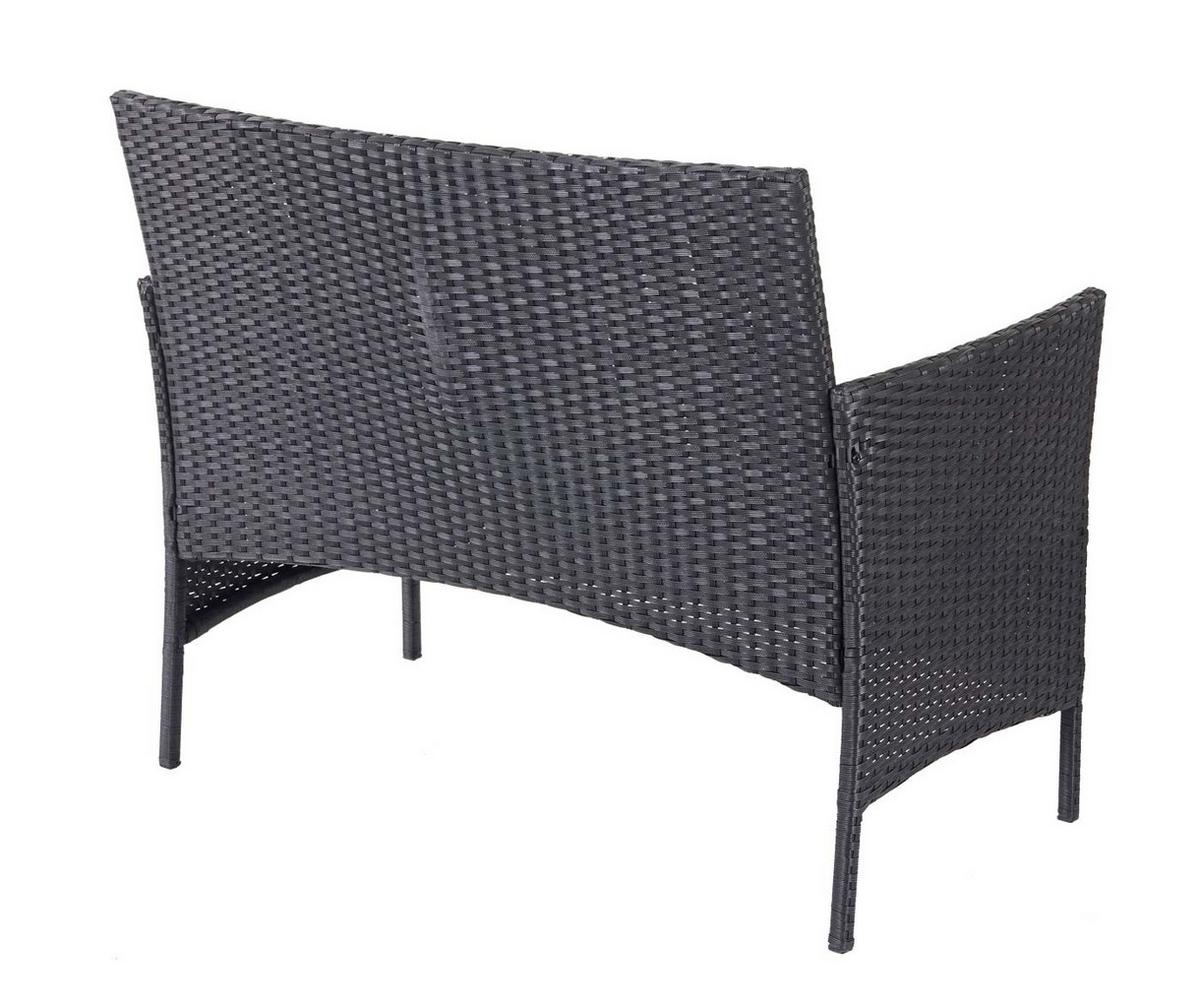 POLY-RATTAN GARNITUR Schwarz, Cremeweiß - Schwarz/Weiß, Kunststoff - MCW