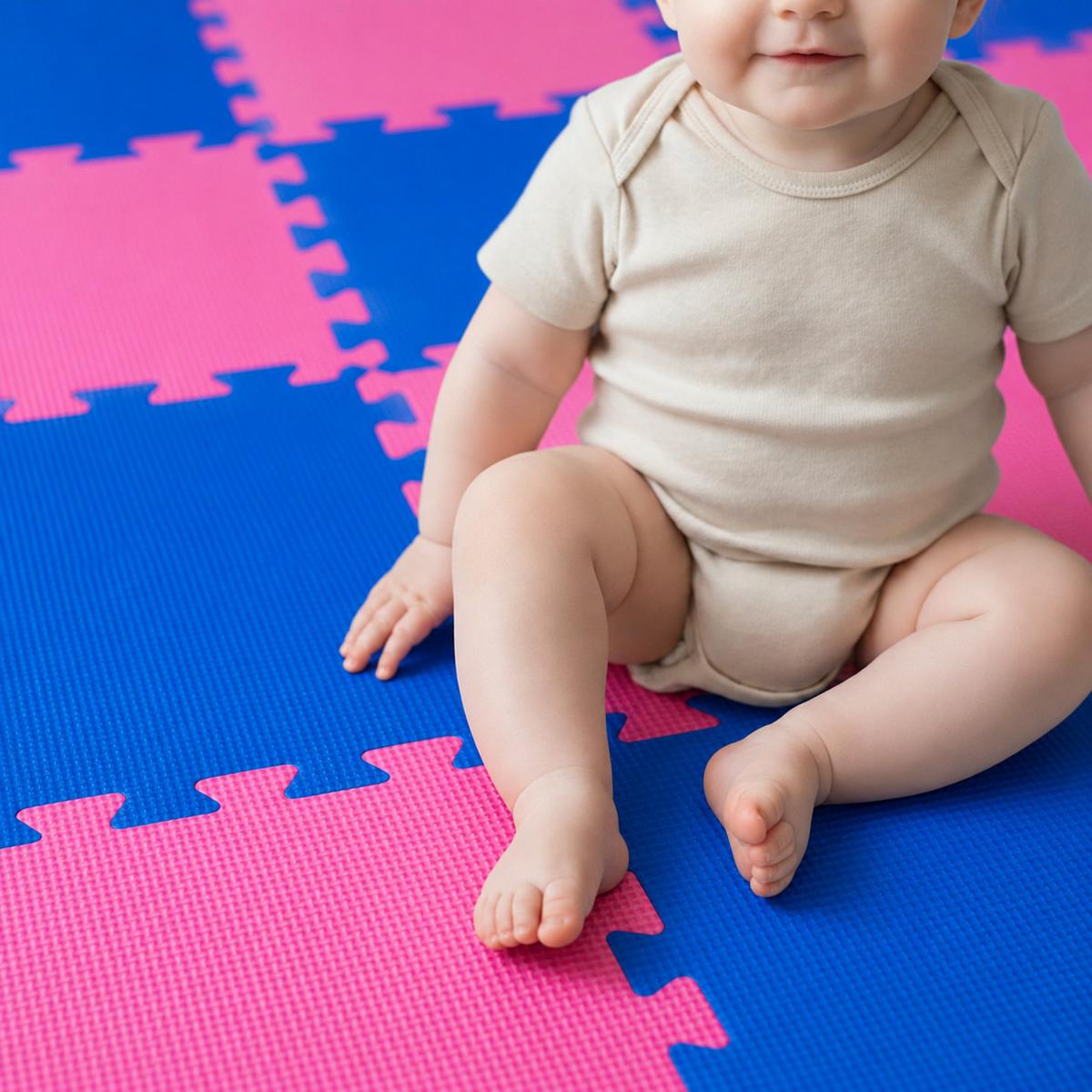 SPIELMATTE ab Null - 180/90/1 cm Puzzlematte Pink - Multicolor, Kunststoff (30/30cm) - Littletom