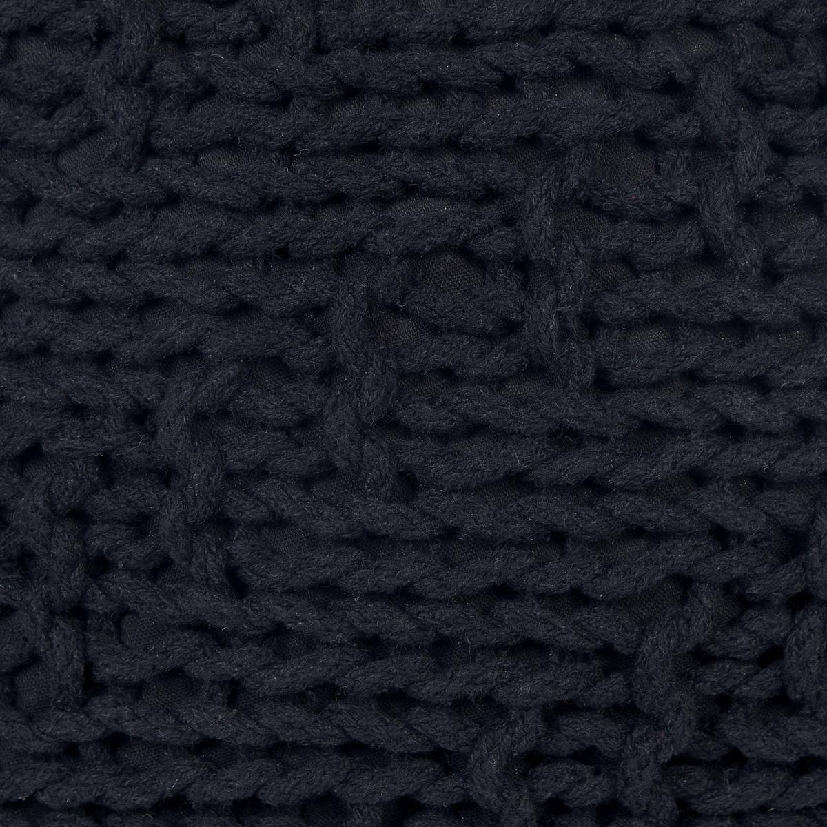 POUF Priene 50/50/35 cm - Schwarz, Naturmaterialien/Textil (50/35/50cm) - Beliani