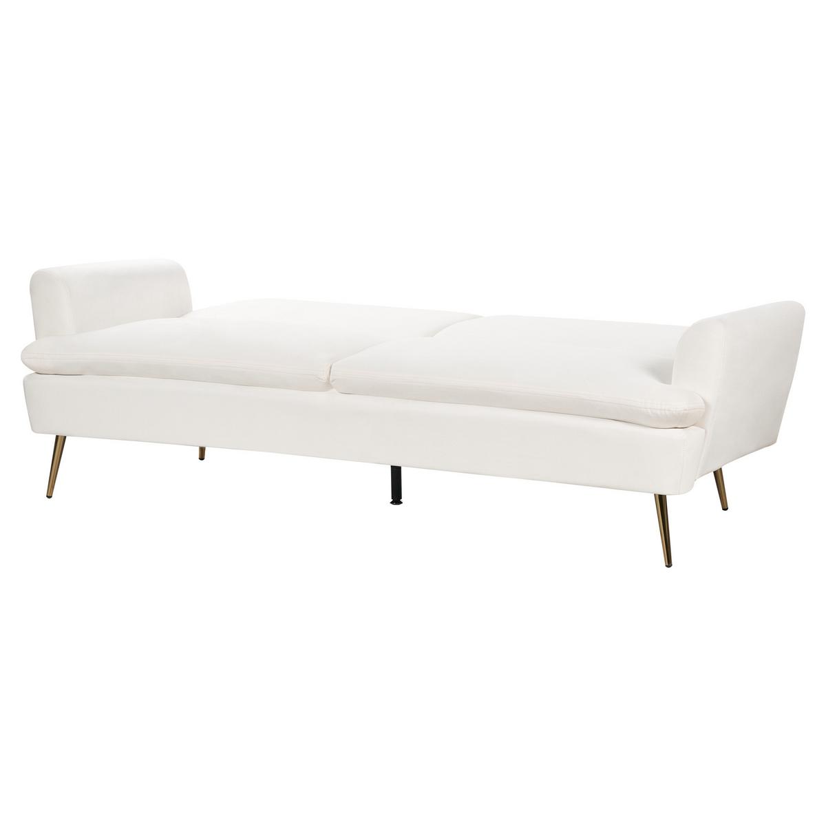 3-SITZER-SCHLAFSOFA Samtstoff Cremeweiß Vettre - Goldfarben/Weiß, Textil (210/88/84cm) - Beliani