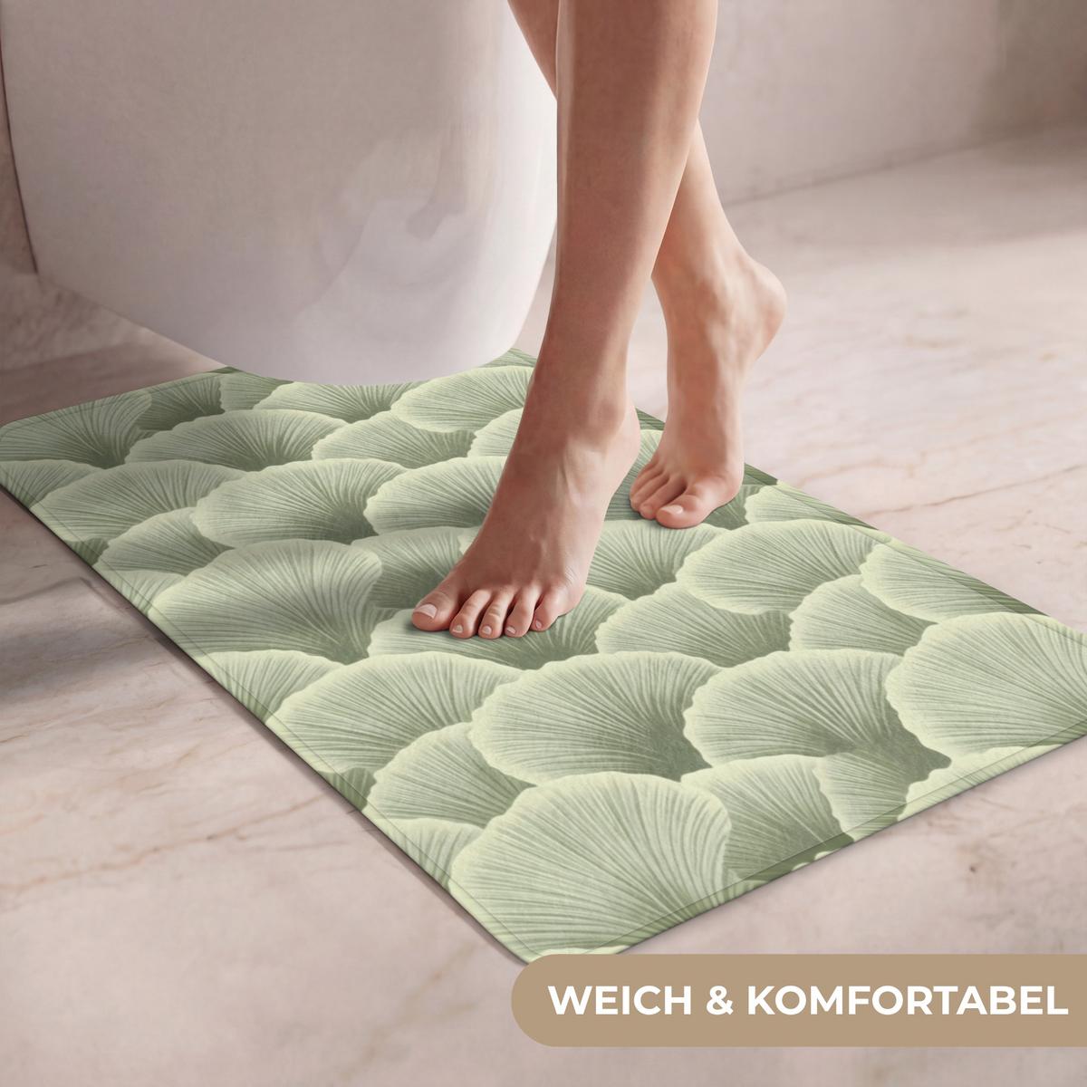 WC-VORLEGER Fächer - Blatt - Grün WC Teppich 50x80 cm - Pastellgrün, Textil (50/1cm) - OnlyWow