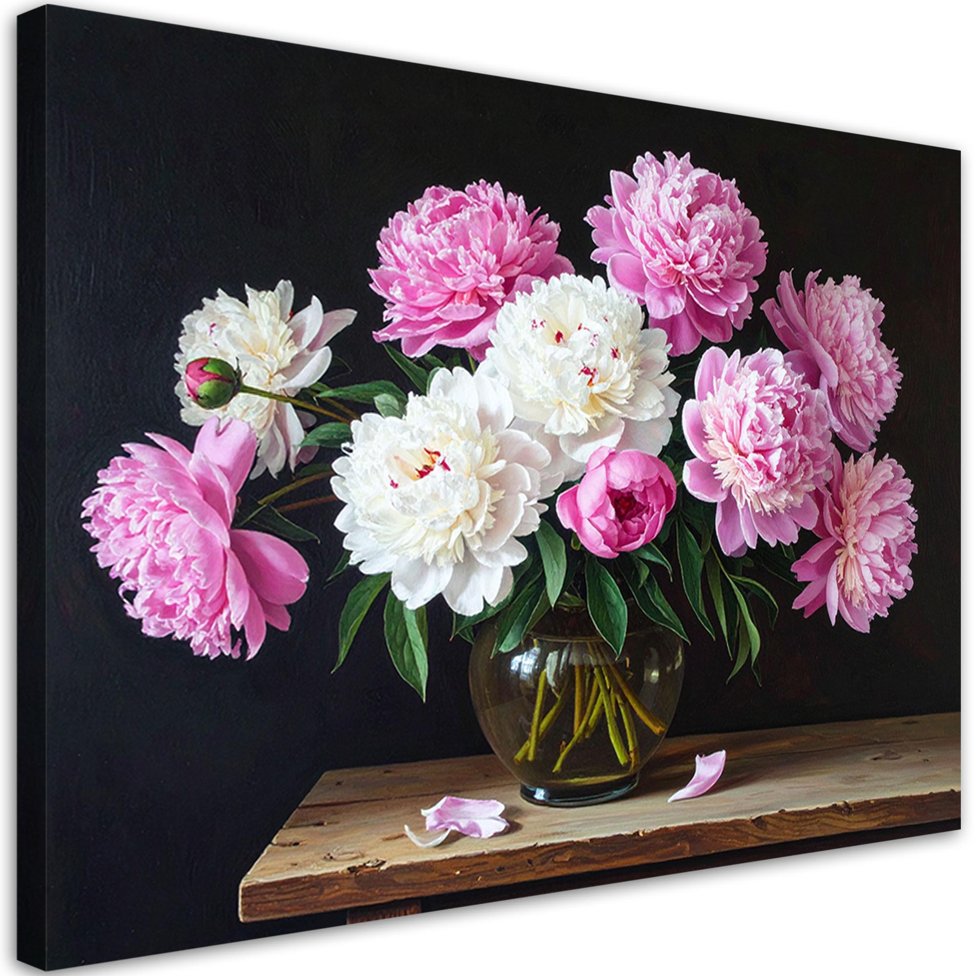 LEINWANDBILD Blumen 45x30cm - Rosa, Textil (45/30cm) - Feeby