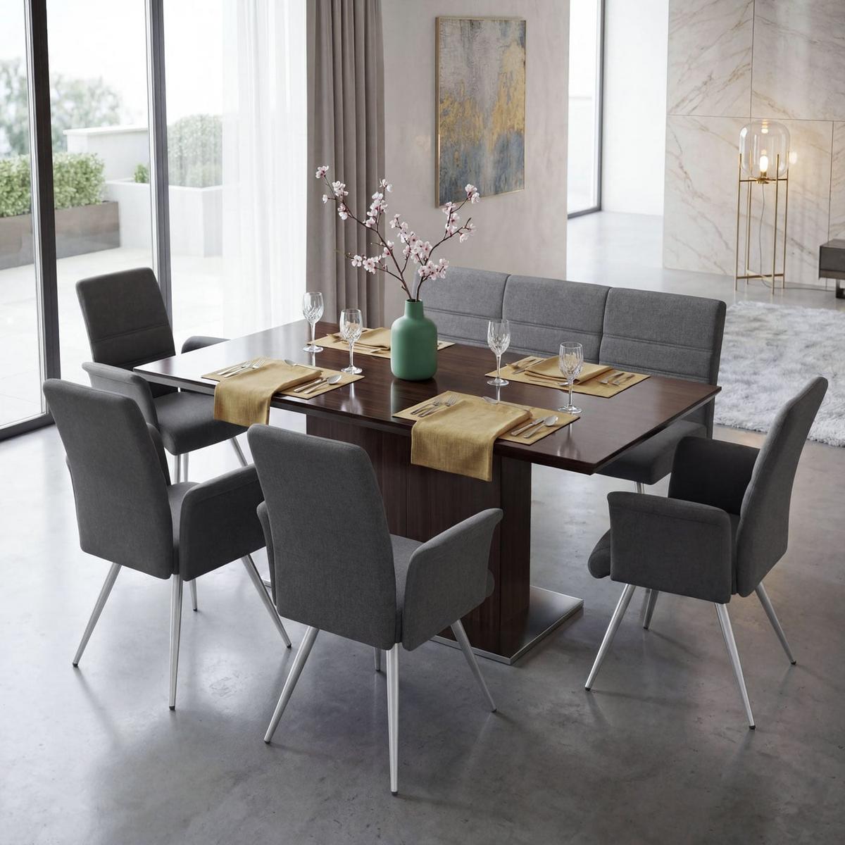 ESSZIMMER-SET Grau 4er-Set - Grau, Textil (180/68/68cm) - MCW