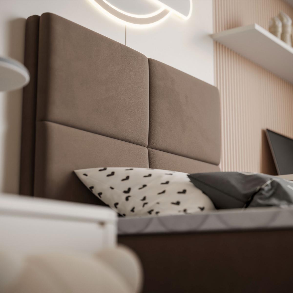 BOXSPRINGBETT Bett CROSS MINI mit Topper 80x200 cm Jasmine 28 - Braun, Textil - Lookway