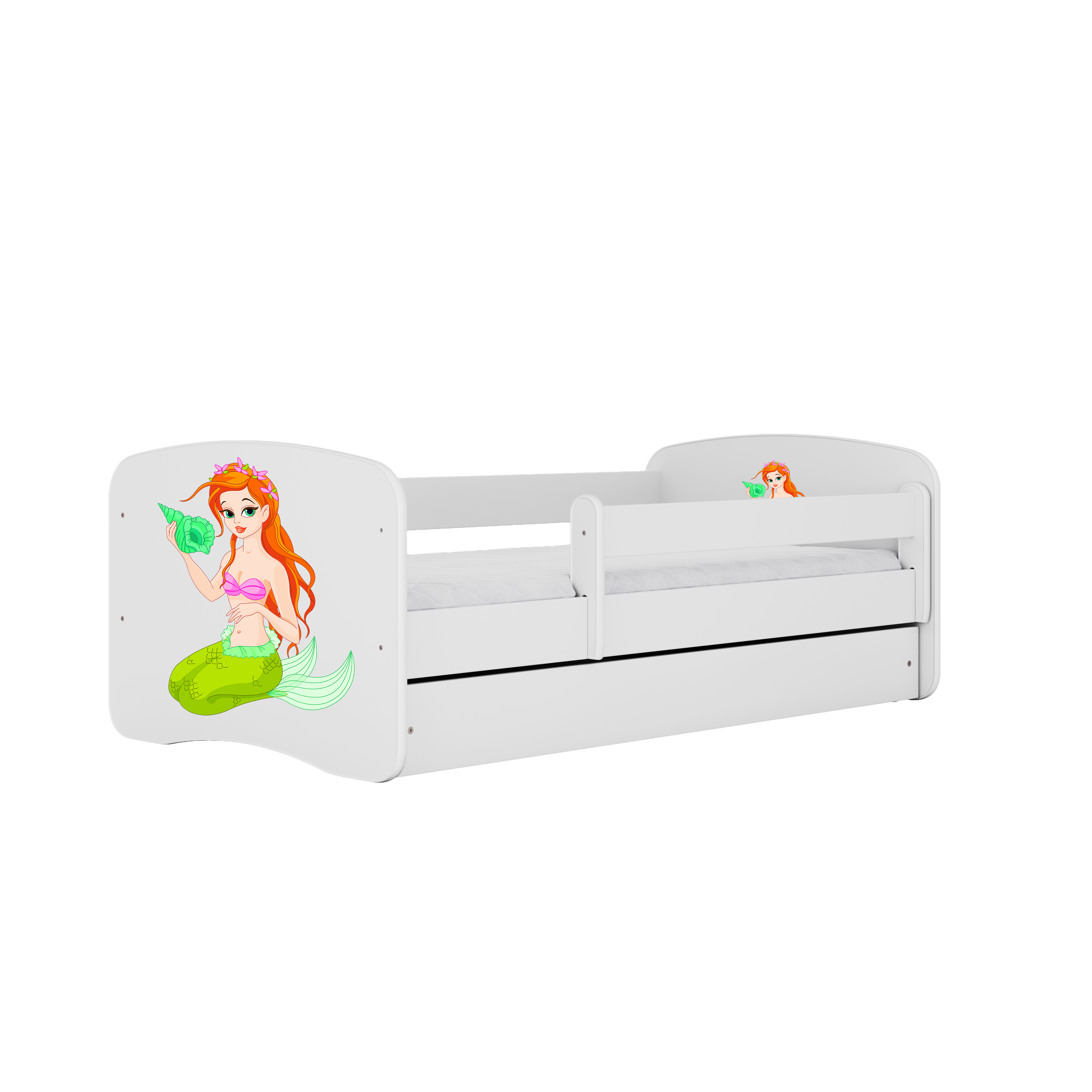 KINDERBETT Meerjungfrau mit Schublade 180/80 90/61/184 - Weiß, Holzwerkstoff (80/180cm) - RAUMHIRSCH FURNITURE