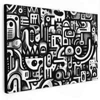 LEINWANDBILD Symbole - Abstrakt - Grafik - Schwarz Groß 140x90 cm - Schwarz, Textil (140/90cm) - MuchoWow