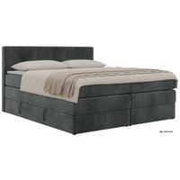 BOXSPRINGBETT SOLVEN KING 200/200 - Dunkelgrau Stukture - Topper Visco - H3 - Dunkelgrau/Schwarz, Kunststoff/Textil (200/200cm) - MKS