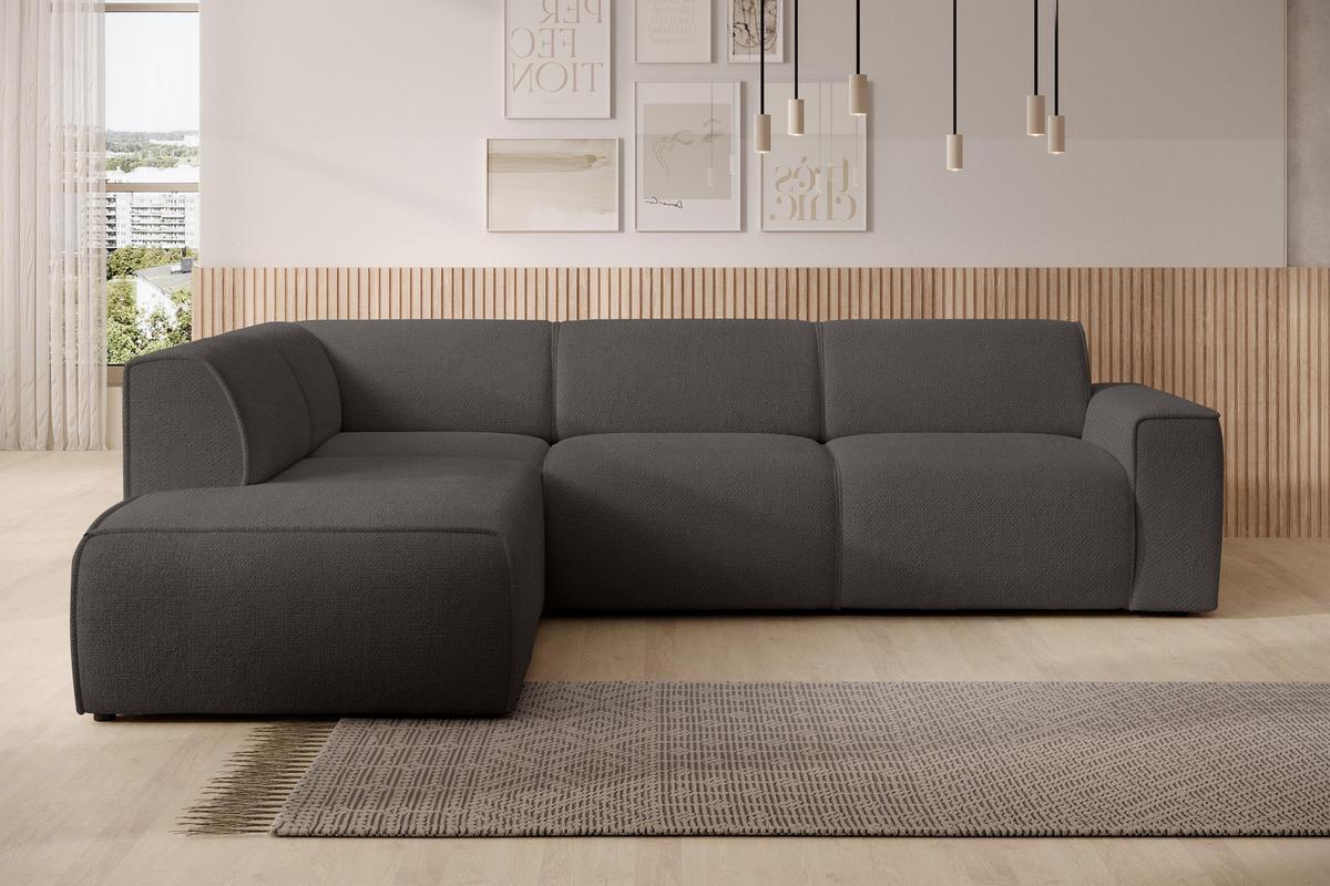 ECKSOFA L Form Didim Grau 292/220/78 cm – großes Sofa stilvoll & bequem L - Schwarz/Grau, Kunststoff/Textil (220/292cm) - AX Living
