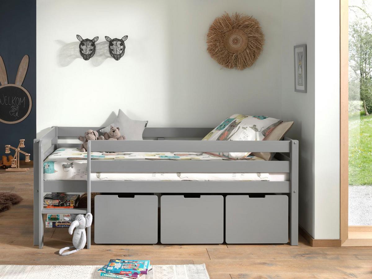 KOJENBETT Karolina 208x83x105 aus Massivholz in Grau - Dunkelgrau, Holz (90/200cm) - 58aufmkessel