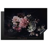 HERDABDECKPLATTE Blumen - Vintage - Pastell - Rosa - Weiß Ceranfeldabdeckung 76x51.5 cm - Altrosa, Kunststoff (76/51.5/0.2cm) - MuchoWow