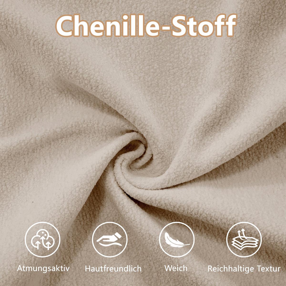 2-SITZER-SOFA aus chenille wolken-design & massivholzrahmen - Beige, Textil (77/81/220cm) - Urban Meuble
