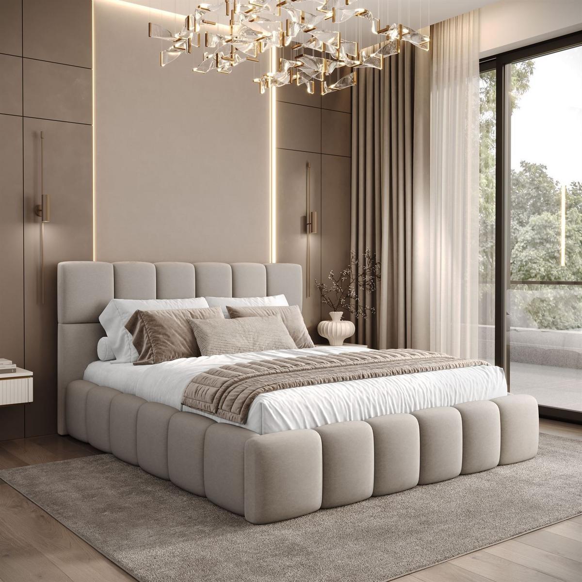 POLSTERBETT VENEZIA mit Bettkasten 180x200, Castel 80 - Greige, Textil (180/200cm) - Lookway