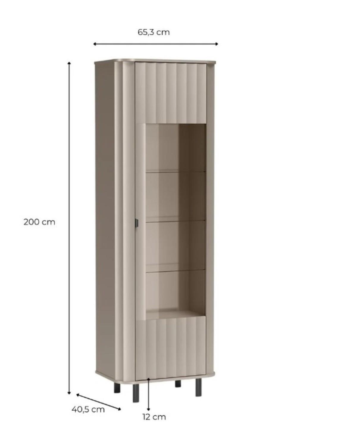 VITRINE MODERNO 200 / 65,3 cm in Beige - Beige, Holzwerkstoff (65.3/200/40.5cm) - MASSENO