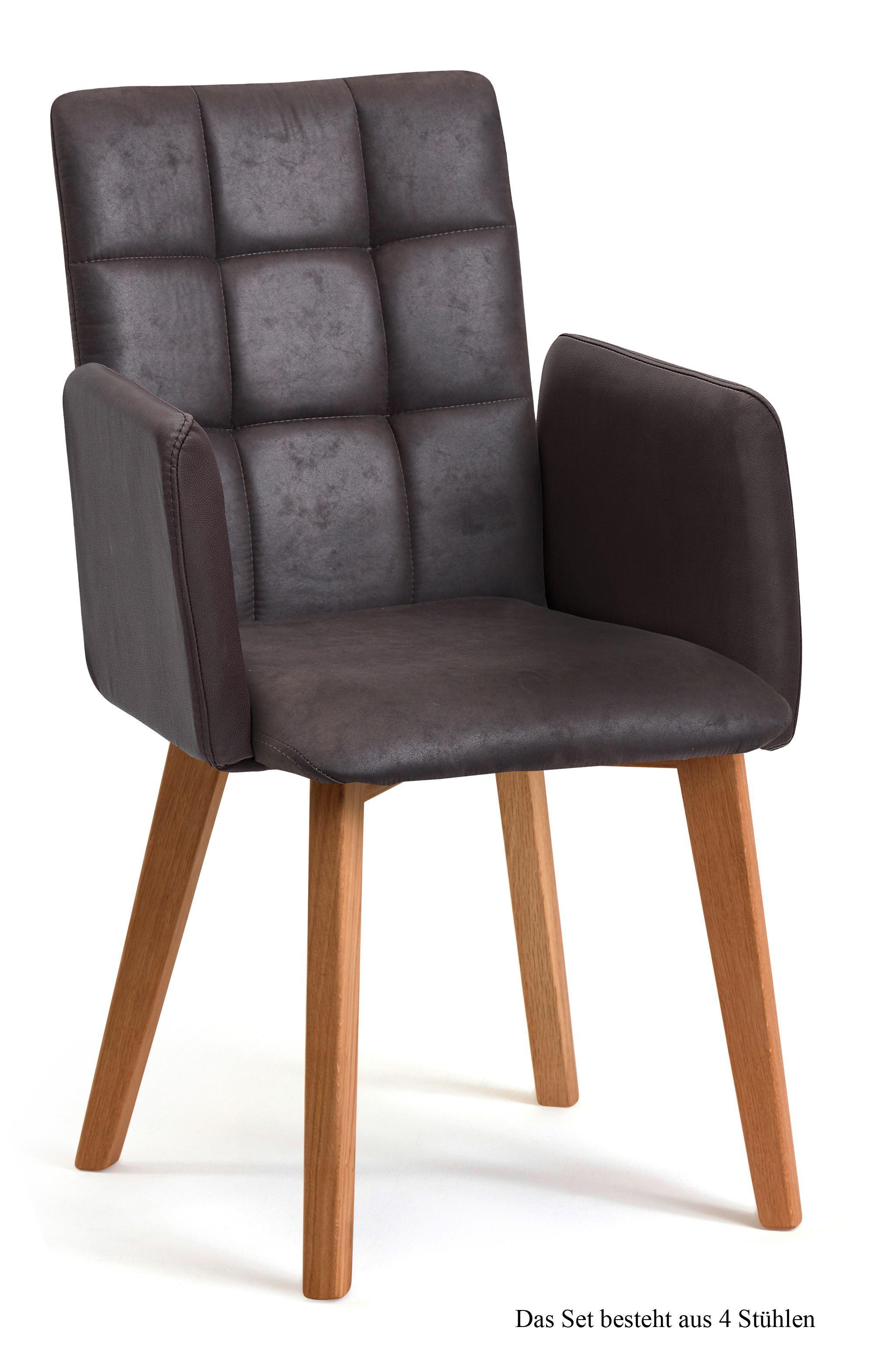ARMLEHNSTUHL (4er-Set) Dareia 52x91x60 Eiche geölt/Espresso - Eichefarben/Dunkelbraun, Kunststoff (60/91/52cm) - 58aufmkessel