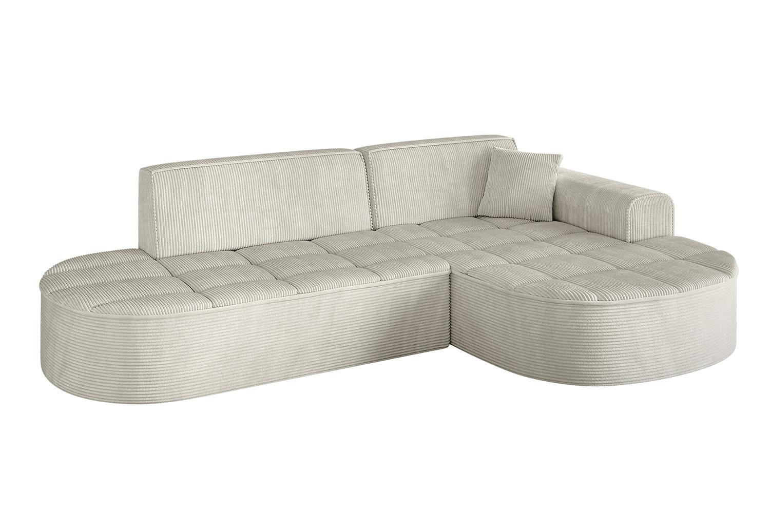 ECKSOFA Ottomane Rechts TARO-L1 - 243x171x79,5 cm Creme - Hellgrau/Creme, Holzwerkstoff/Textil (243/171cm) - ALTDECOR