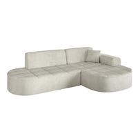 ECKSOFA Ottomane Rechts TARO-L1 - 243x171x79,5 cm Creme - Hellgrau/Creme, Holzwerkstoff/Textil (243/171cm) - ALTDECOR