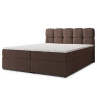 BOXBETT MERU 160x200 cm mit Matratze und Topper - Braun - Braun, Holz (160/200cm) - MASSENO