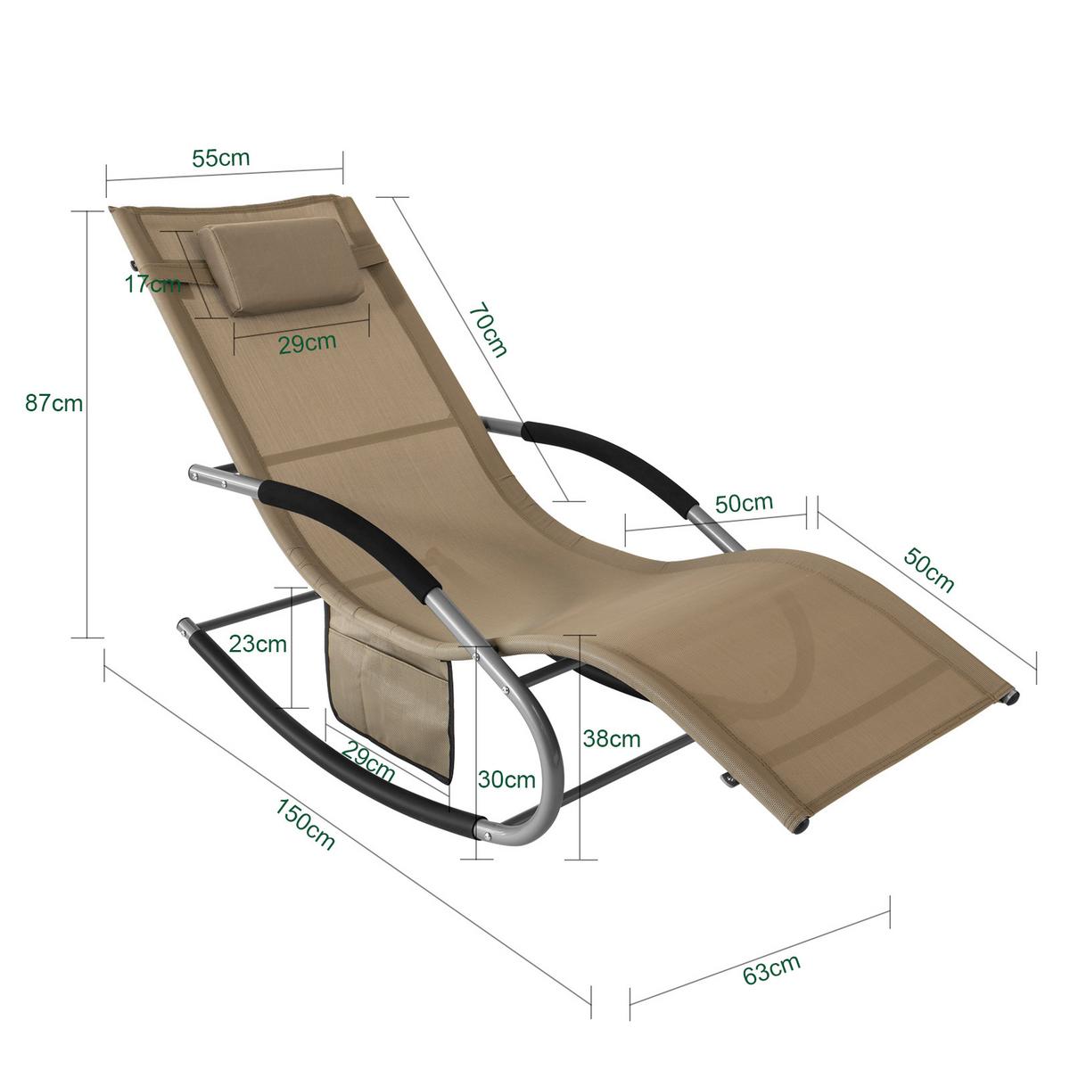SONNENLIEGE 2 Personen, Gartenliege bis 150kg, Braun - Braun, Metall (63/87/150cm) - SoBuy