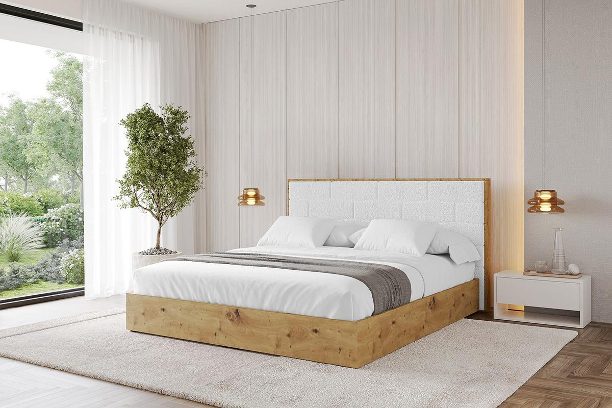 POLSTERBETT mit Bettkasten und Lattenrost, Boxbett ohne Matratze - ENZO8 200x200 Weiß - Weiß, Holzwerkstoff/Textil (200/200cm) - ALTDECOR