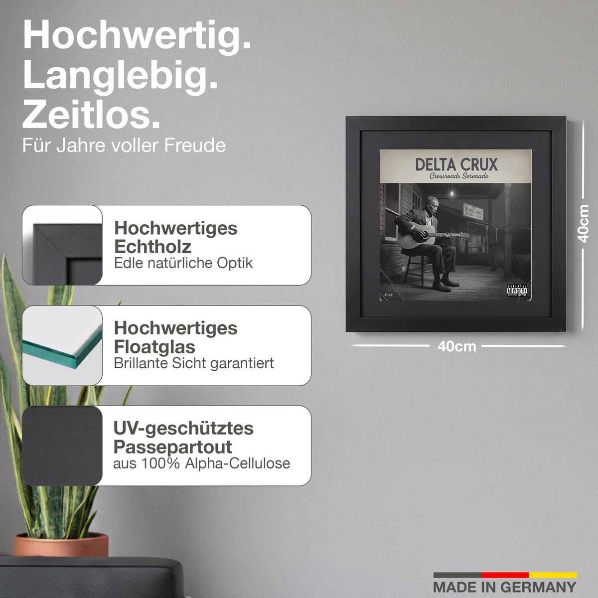 SCHALLPLATTEN BILDERRAHMEN 40/40 2er Set - Schwarz, Holz (40/40cm) - K-Möbel